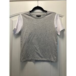 Topshop Women’s Short Sleeves Colorblock Pullover Top Shirt‎ Size 6 Gray White
